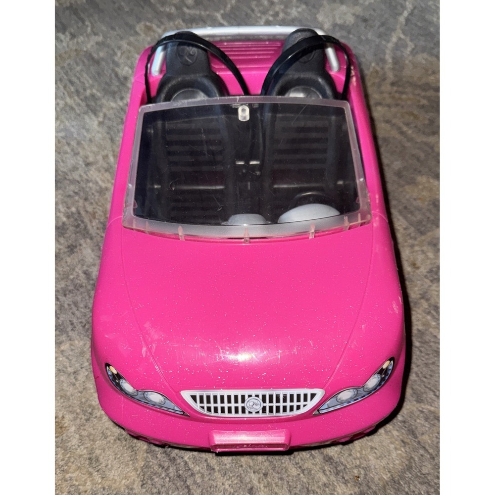 2013 Mattel Barbie Glam Pink Glitter Convertible Car with Seat Belts